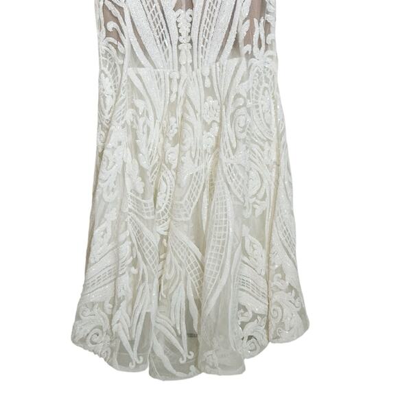 BRONX & BANCO Ester Sequin & Bead Embellished Plunge Neck Gown - Picture 7 of 11